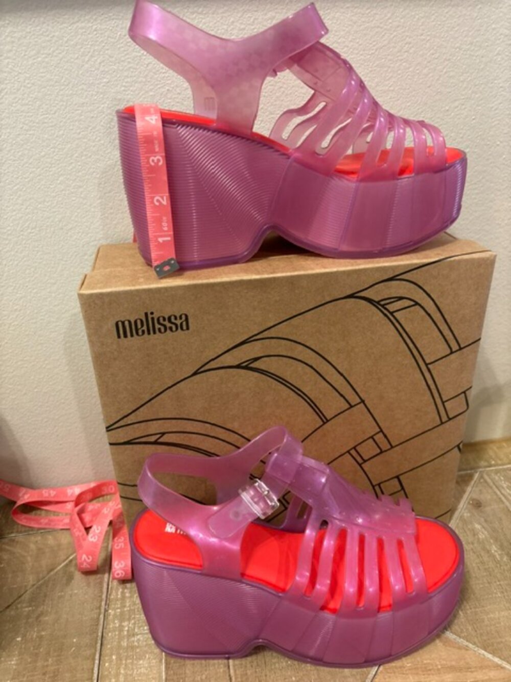 NEW Melissa MEL Station 79 Pearly Pink Platform Sandals Candy Scented - Picture 5 of 5